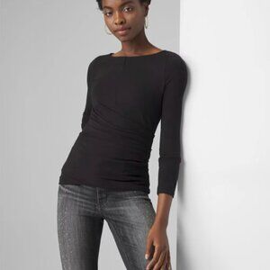 White House Black Market Elegant Black Long Sleeve Top